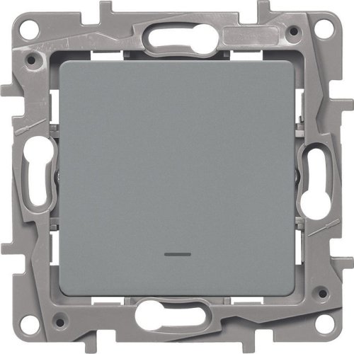 Переключатель с подсветкой без рамки Legrand Etika 1-кл. проходной алюминий картинка